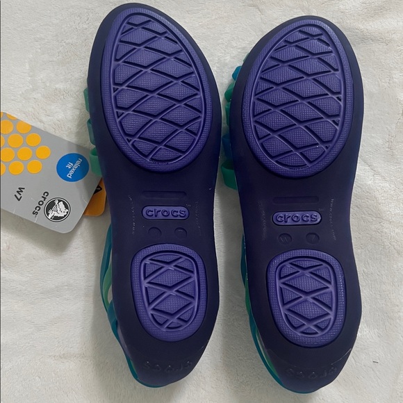 CROCS Women's Purple and Green Sandals - Picture 4 of 5